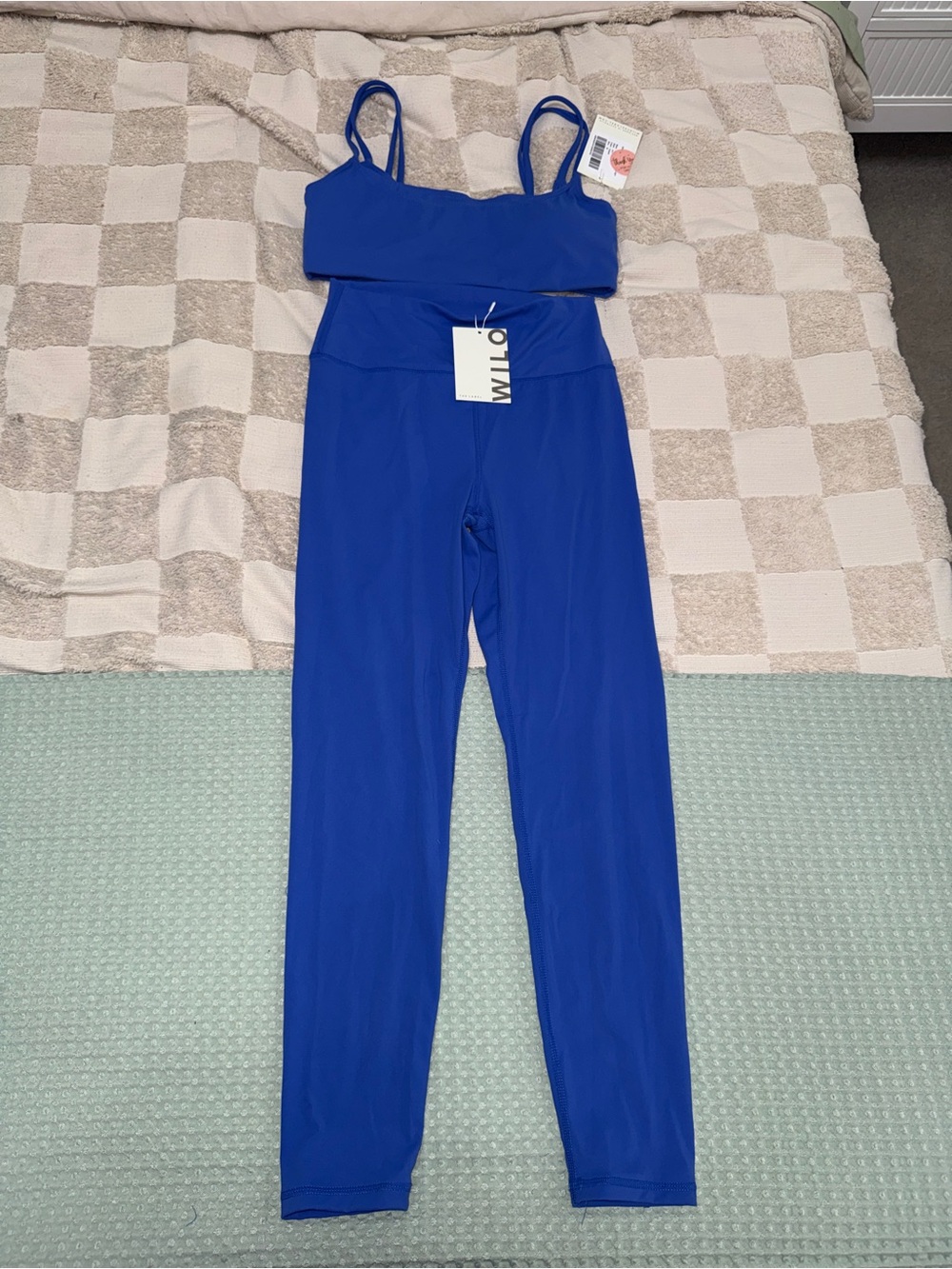 NWT 2PK Double Layer Bra Legging Set (Sicily Blue) size M